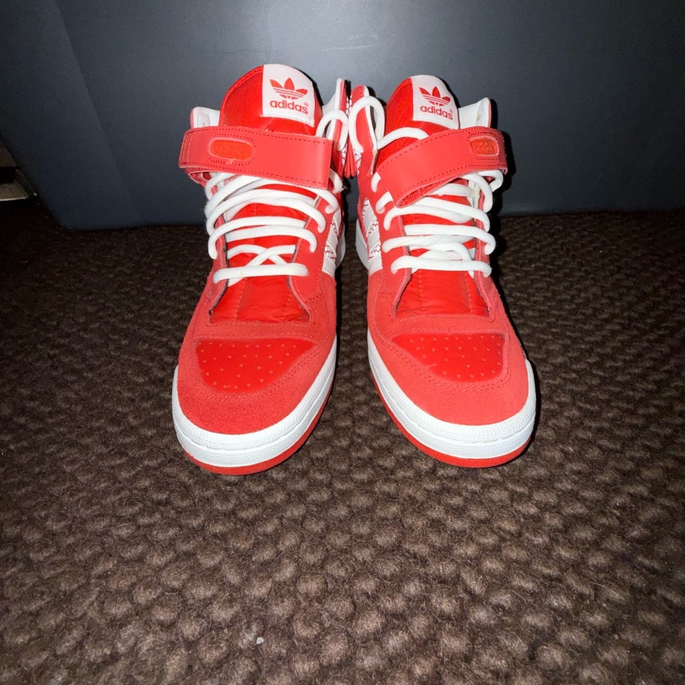 Adidas Red and White Basketball Sneakers